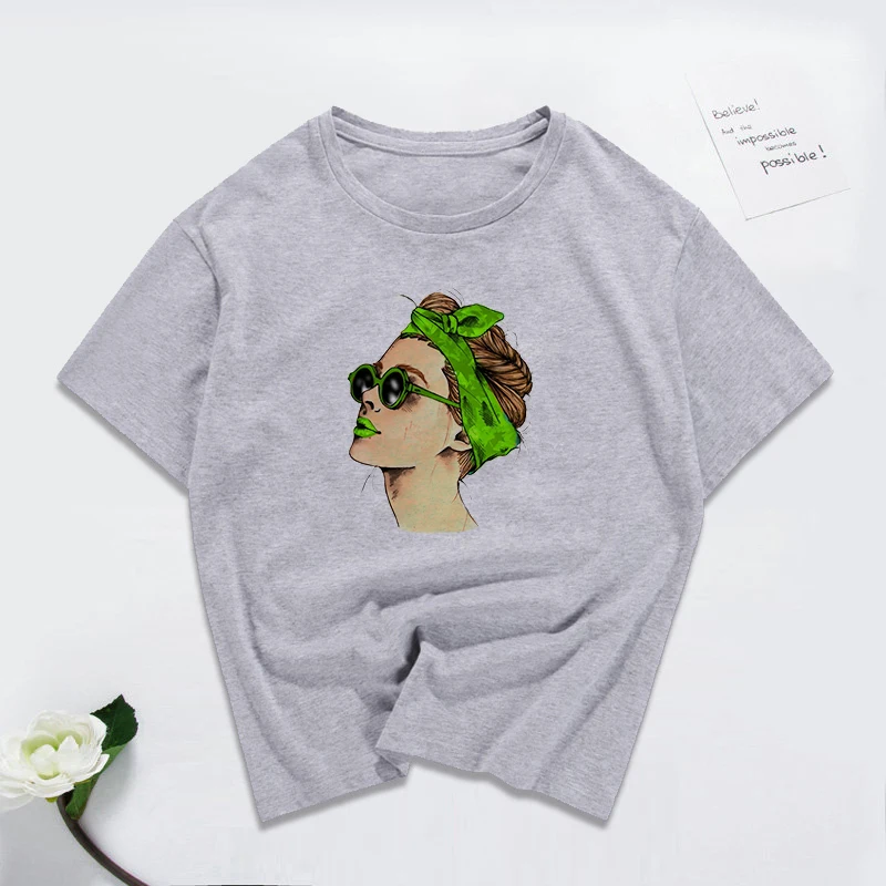 CDJLFH Новинка: модная футболка для девочек Красивые женские с принтом короткий