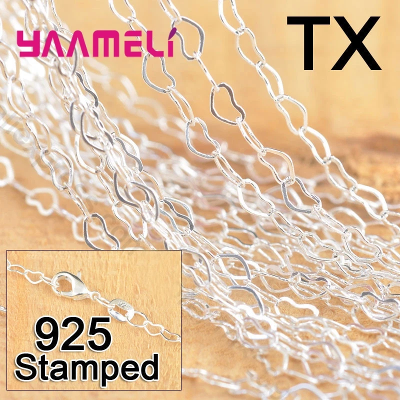 

New Fashion Korean Style 18 Inch 925 Sterling Silver Jewelry Heart Charms Necklace Chains/Lobster Clasps fit Pendant 10PCS