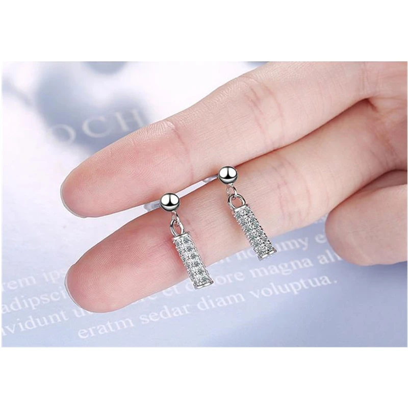 

Shining Crystal Pillar Women Gold Drop Earrings Female Jewelry Silver 925 Sterling Earring Lady Charm Accessories ForAnniversary