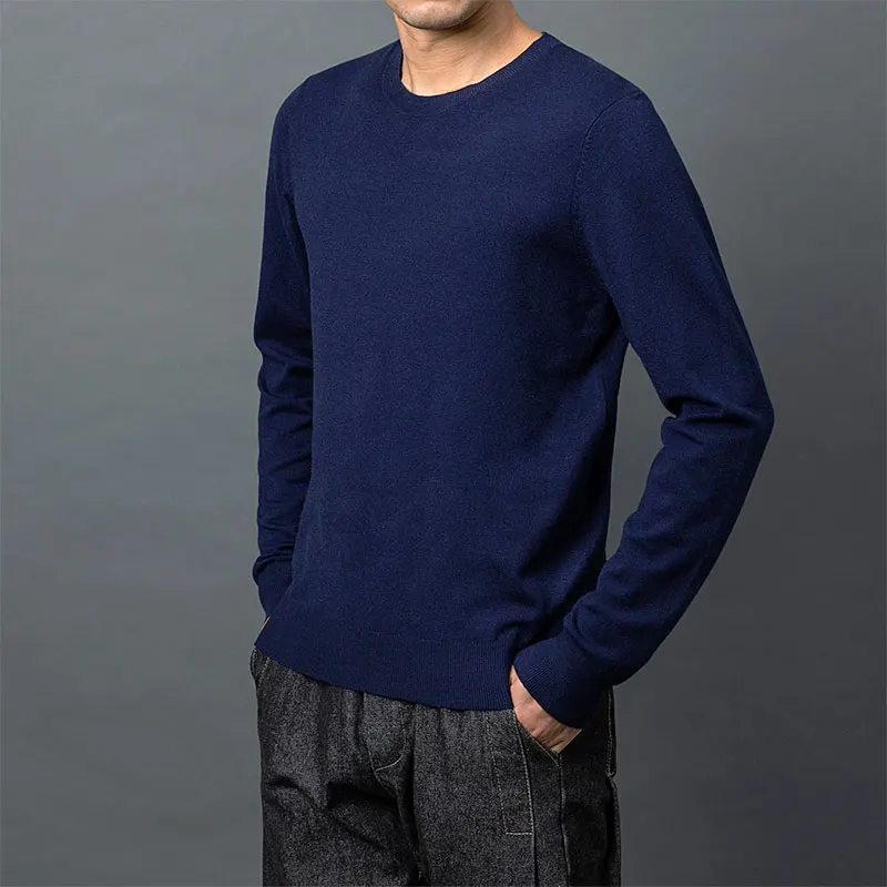 Мужской Повседневный свитер с круглым вырезом однотонная облегающая вязаная