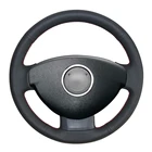 Черного цвета из искусственной кожи чехол рулевого колеса автомобиля для Renault (Dacia) Duster 2010-2016 Dokker Lodgy Logan 2013-2016 Sandero 2013-2017