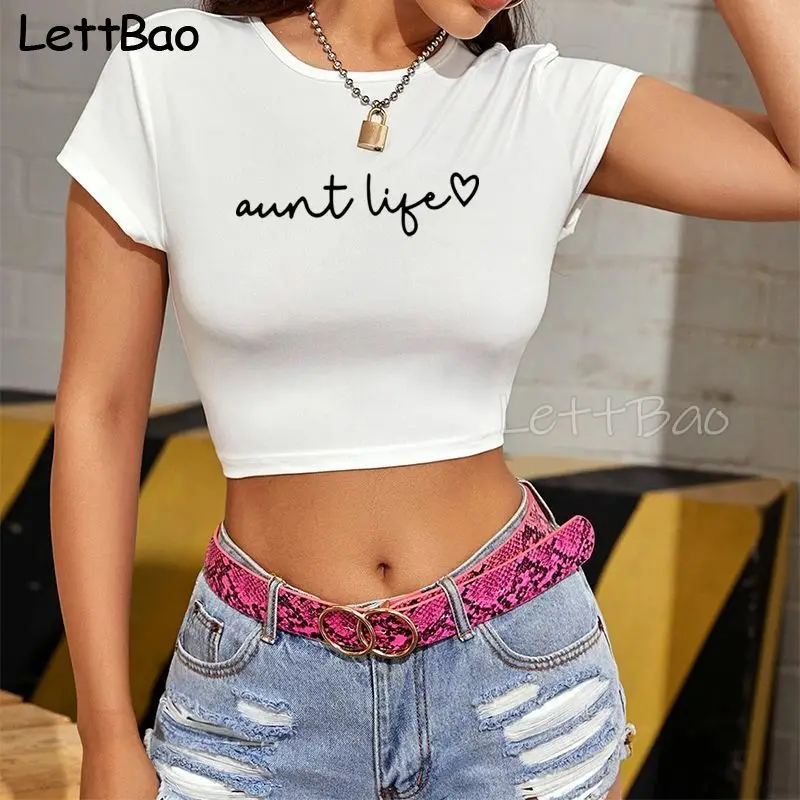 

Женская укороченная рубашка с коротким рукавом и принтом в виде сердца