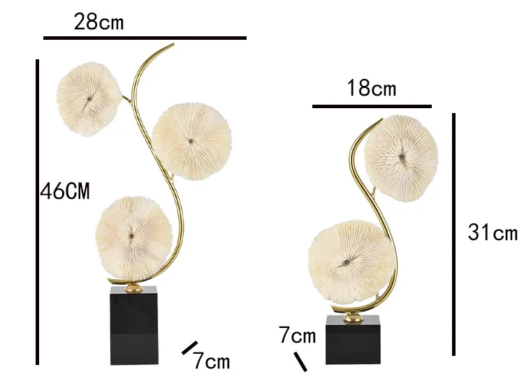 Современный Креативный витой металл с белой коралловой статуей предметы для