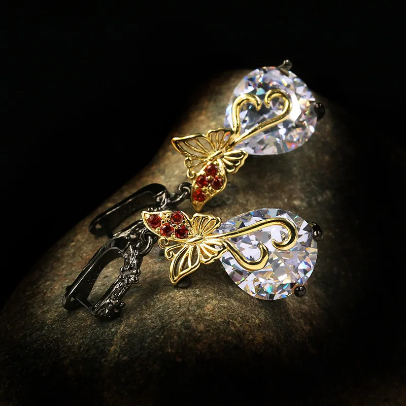 Серьги женские из серебра 925 пробы с фианитом в вечерние капли воды | Украшения и