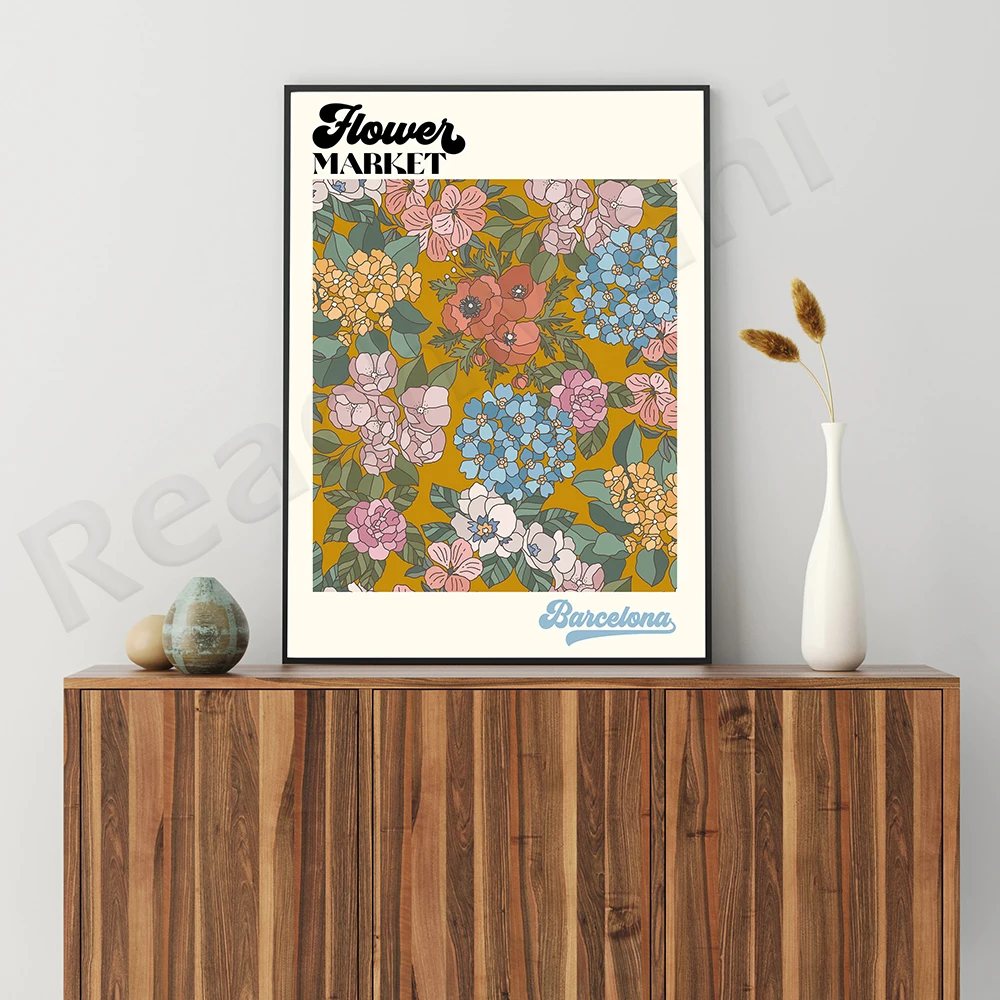 Цветочный рынок Токийская Художественная печать ботаническая иллюстрация