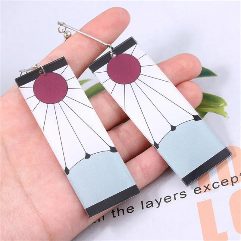 

Cartoon Anime Demon Slayer: Kimetsu No Yaiba Peripheral Earrings Kamado Tanjirou Cosplay Prop Accessories Acrylic Earring Gift
