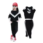 Спортивные костюмы для девочек-подростков, осенняя модная Толстовка с длинным рукавом + штаны, комплекты из 2 предметов для девочек, спортивный костюм из хлопка