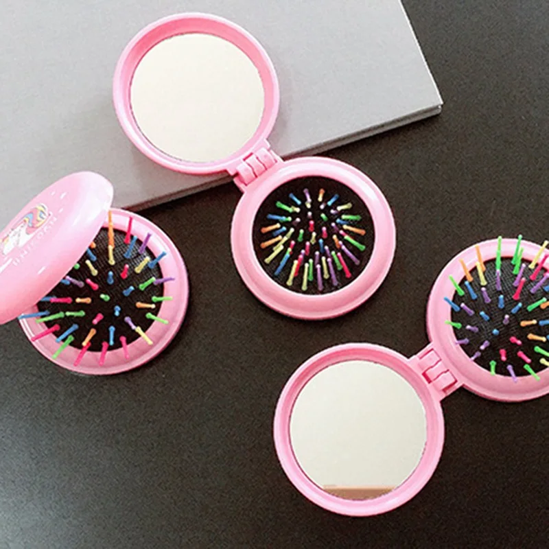 Расческа для волос складная Массажная щетка круглые цвета мини-Расческа с