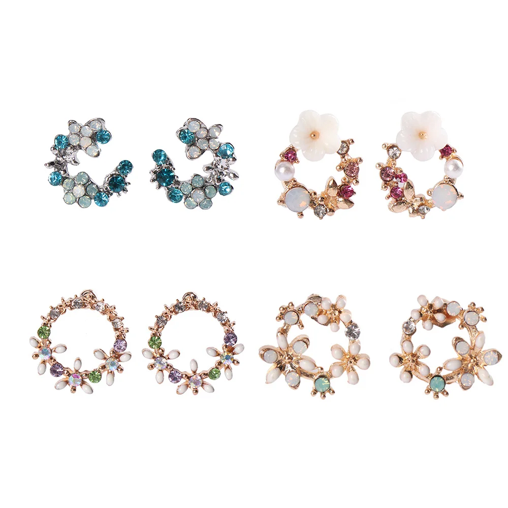 Женские маленькие серьги гвоздики с цветком простые в Корейском стиле