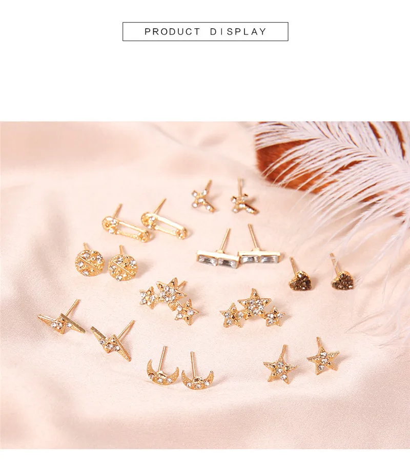 Miss JQ богемный Moon Star Cross Shell Комплект сережек для женщин винтажные круглые серьги в форме сердца набор модных украшений orecchini
