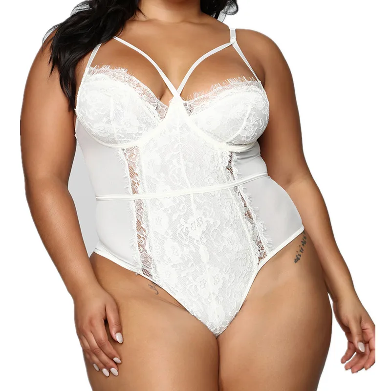white bodysuit Comeonlover, кружевной комбинезон, сшитый, размера плюс, Женское боди, Mujer, с вырезами, прозрачный, Цветочный, сексуальный, без рукавов, RI80875 - Цвет: white bodysuit