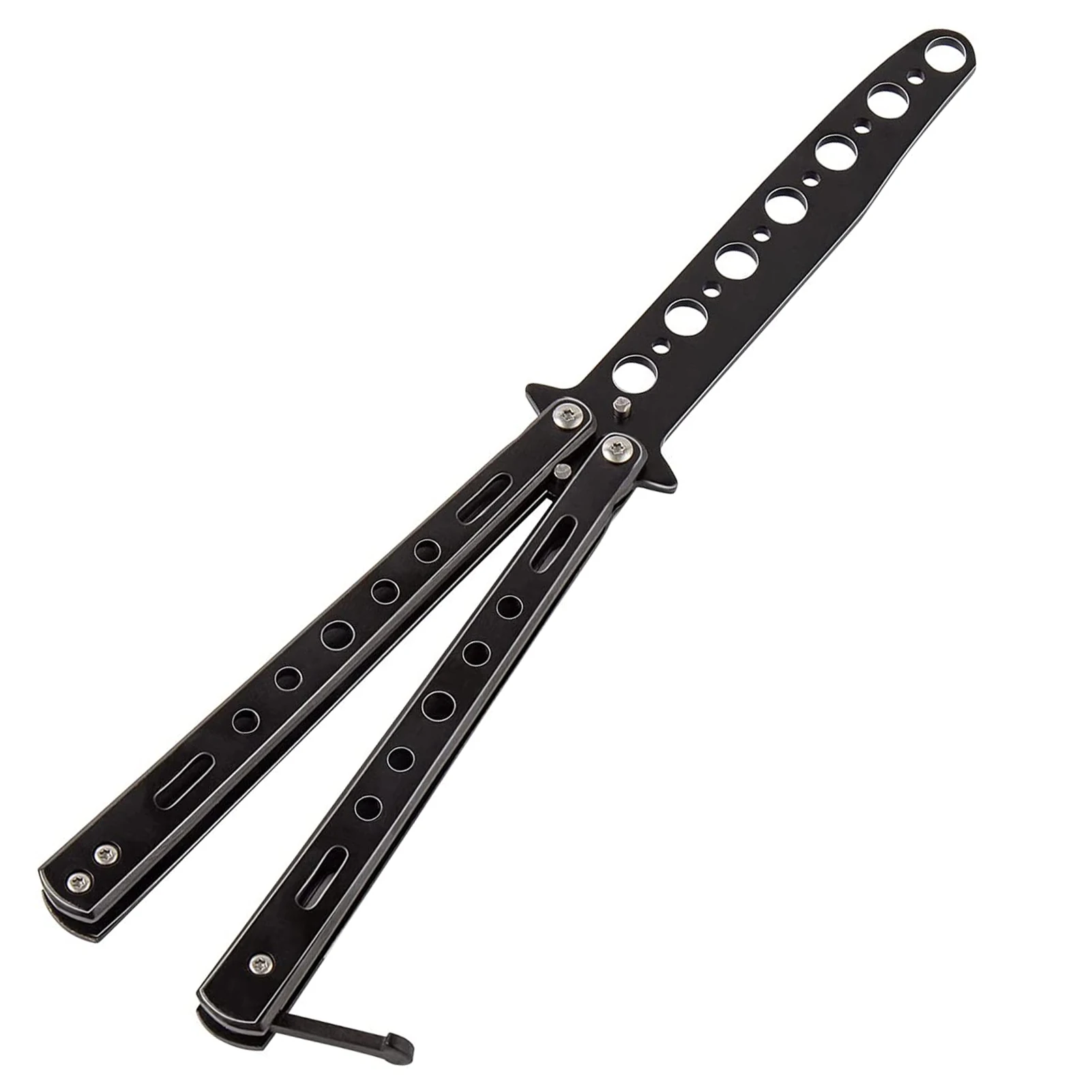 Тренировочный нож-бабочка полностью стальной без лопастей с 7 отверстиями