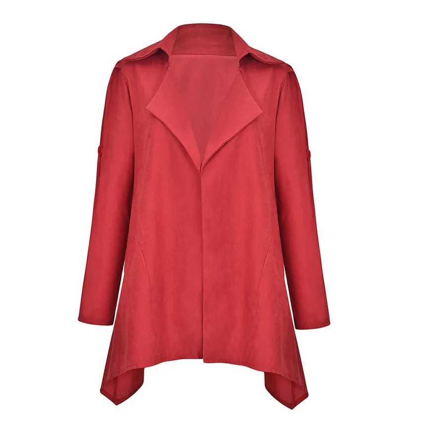 Ветровка пальто Для женщин s однотонный длинный рукав блейзер с вырезом