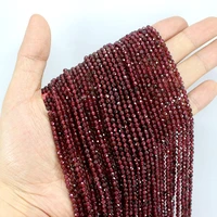 natural faceted red garnet bright quality loose round beads 234mm for jewelry making diy bracelet necklace 38cm