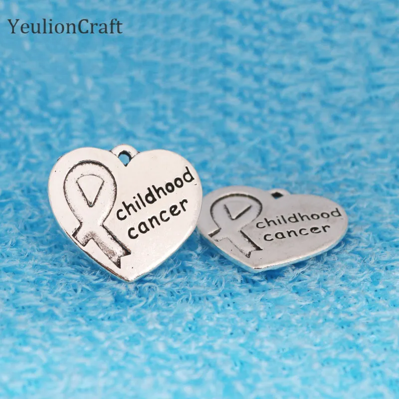 Chzimade 10Pcs/lot &quotChildhood Cancer&quot Handmade Letter Metal Labels Garment Tags For DIY Apparel Sewing Materials - купить по