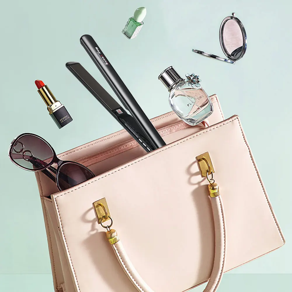 

1" Professional Digital Daul Voltage Hair Straightener Fat Iron Hair Curler with Super Thin Body Extra Long Titanium Plates