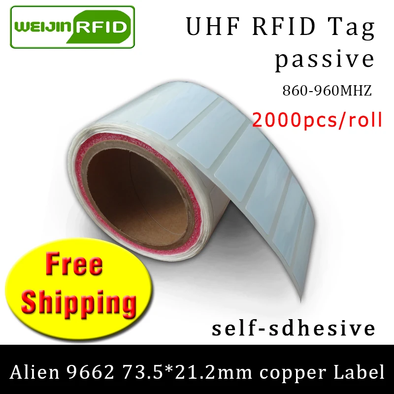 Бирка RFID UHF наклейка Alien 9662 EPC с печатью 868 м 2000 шт. бесплатная доставка клейкая на