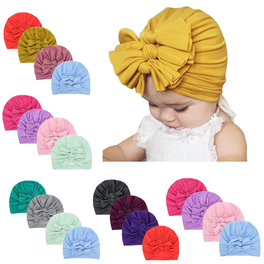 4 шт. детские летние аксессуары Модная хлопковая шапка чалма для новорожденных и