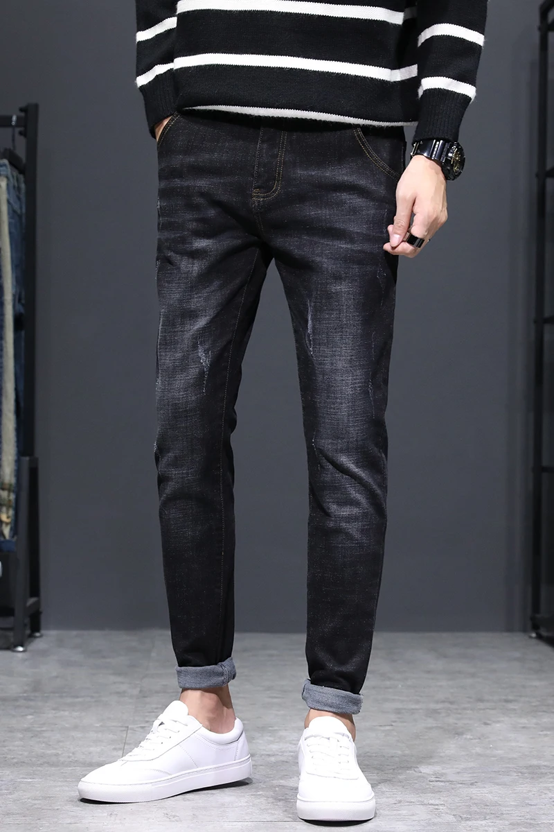 

Famous Balplein Brand Fashion Designer Jeans Men's Slim Feet Pants Black Men's Fashion Jeans Ripped Jeans, 100% Cotton