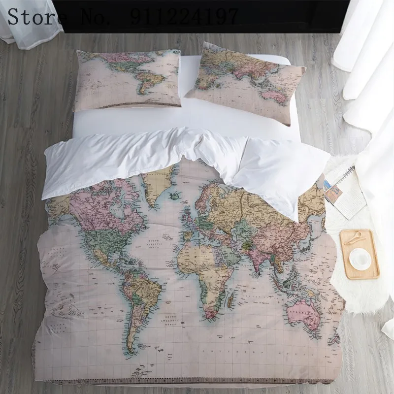 

Bedding Set Luxury King/Europe/Queen/Custom Duvet Cover Set Quilt/Blanket Cover Set World Map Bed set High Quality Bedspread