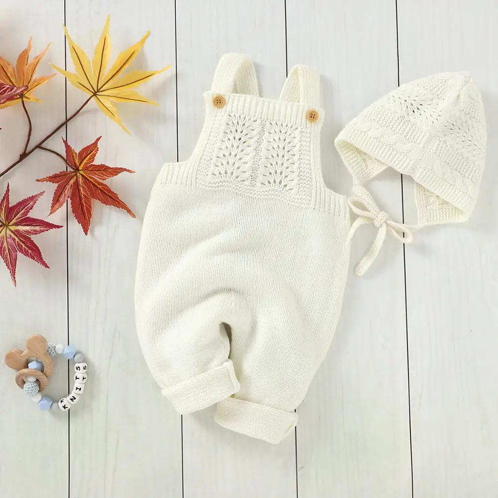 

Baby Rompers Sleeveless Newborn Infant Kids Unisex Sweaters Jumpsuits Outfits Autumn Winter Warm Knitted Children's Clothes 2pcs