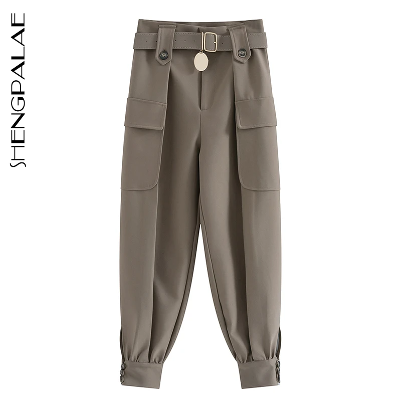 Штаны для бега SHENGPALAE Винтажные эластичные штаны с высокой талией женщин весна 2020
