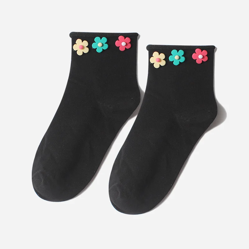2019 новые женские Короткие хлопковые носки с милыми цветами нежные вязаные