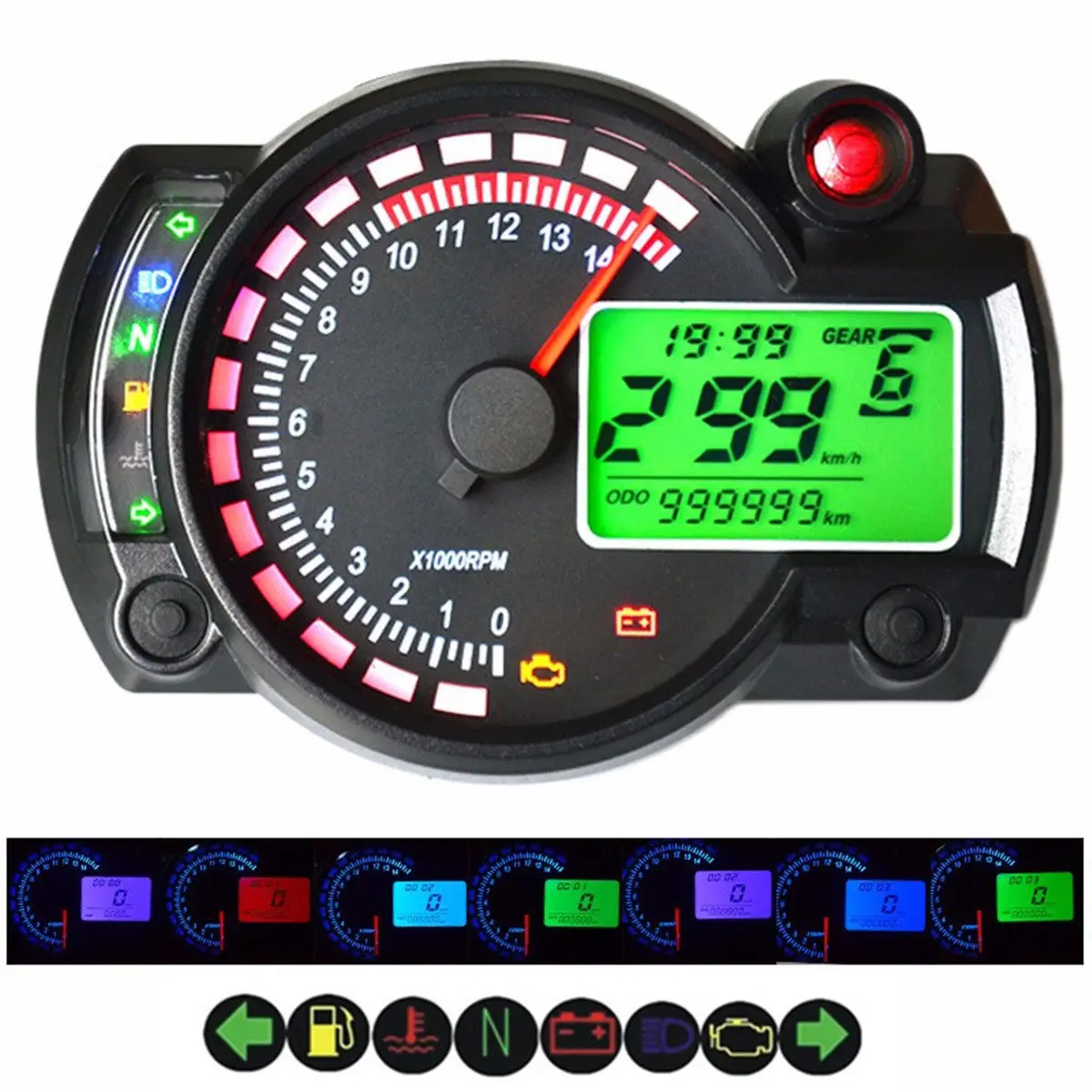 

15000rpm LCD Digital Motorcycle Odometer Speedometer Adjustable 199KM/H Freeshipping Car-Styling electronic speedometer