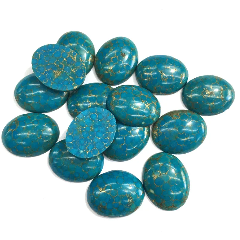 

10PCS Natural Stones Blue Turquoise Jade Stone Cabochon No Hole Beads for Making Jewelry DIY Ring Accessories Loose beads