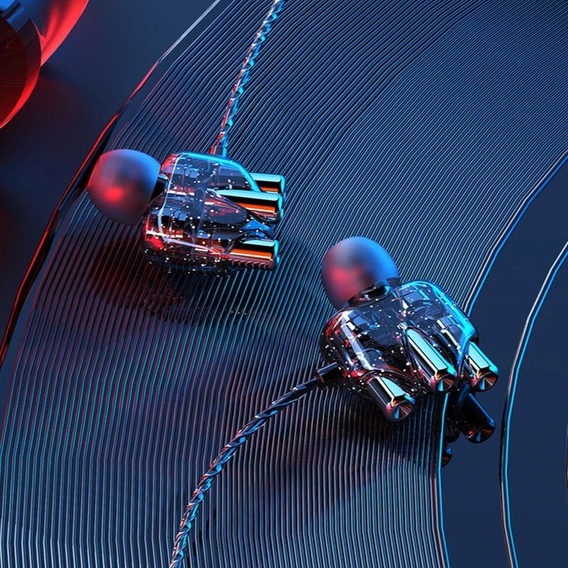 

2021 In-Ear Headset Quad-Core Double Moving Coil Karaoke Mobile Phone Universal Earplug Cable Subwoofer HD Player