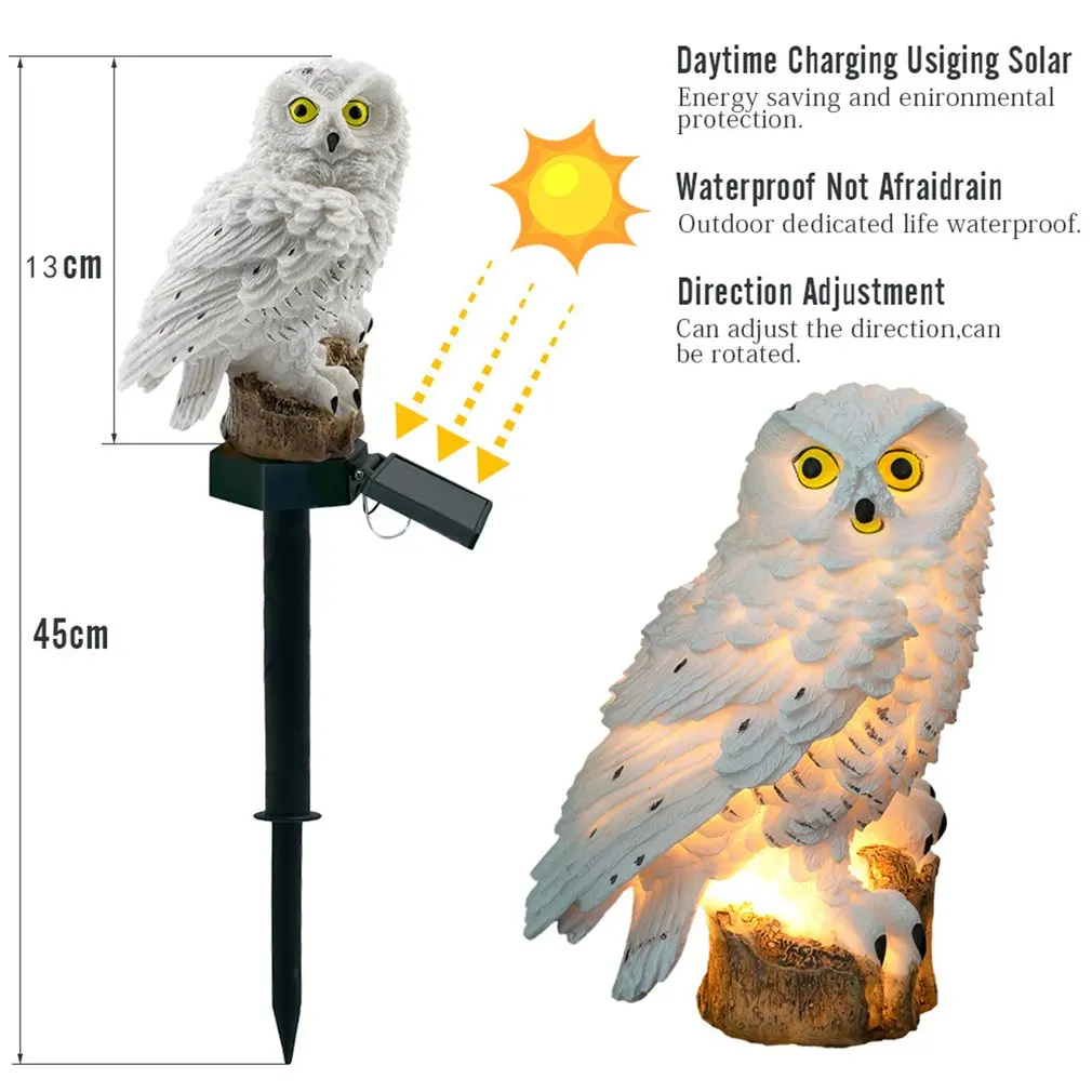 

1PCS Resin Owl Shaped Waterproof Energy-saving Solar Lamp Outdoor Night Decorations for Garden Decoration Simulation Animal Lamp