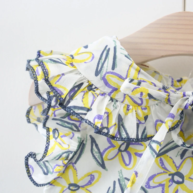 Платье для девочек летнее пляжное платье платья с оборками и рукавами-крылышками