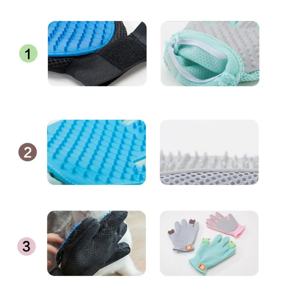 Перчатка для ухода за кошками мягкая резиновая щетка удаления волос домашних