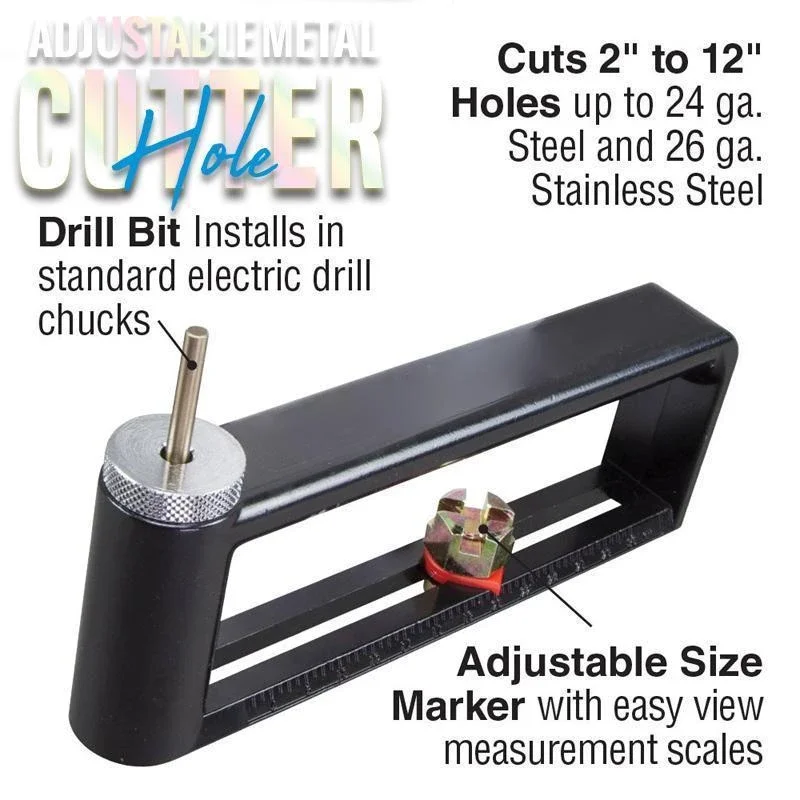 

Adjustable Metal Hole Cutter For 51-304MM Aluminum Metal Sheet Hole Cutter Duct And Sheet Metal Opener Metal Cutting Tool Black