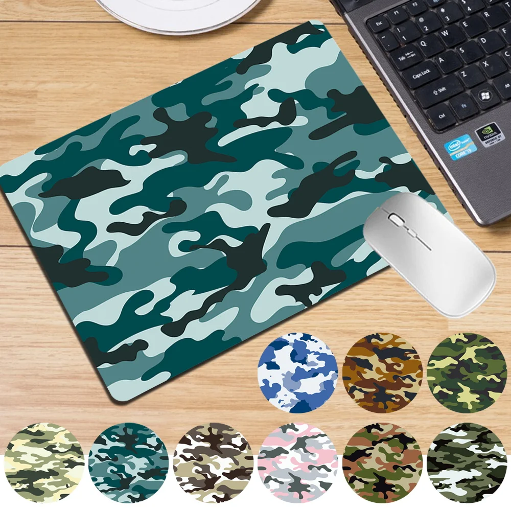 1Pc Gaming Mouse Pad Portable Mouse-pad Camouflage Pattern Gaming Desktop PC Mouse Mat Small PU Leather Computer Mousepad