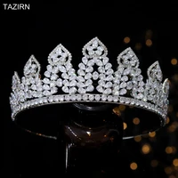 new cubic zirconia heart shaped tiaras cz bride wedding crowns for women pageant big luxury party hair accessories headpieces