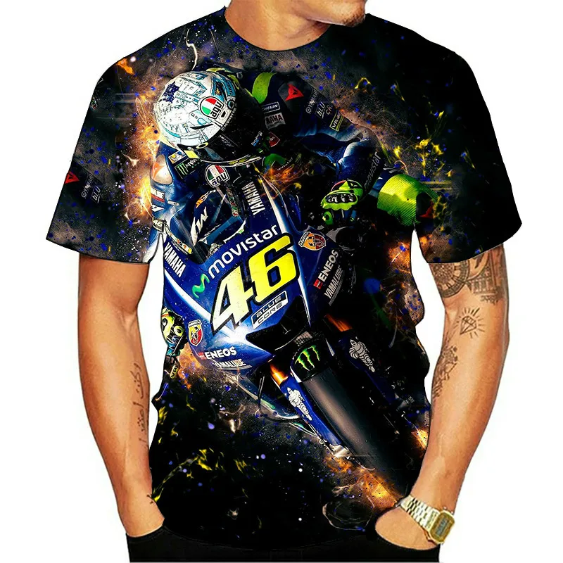 

Biker 3D printed T-shirt men's fun casual shirt fashion short-sleeved polyester white T-shirt 2021 new arrivals