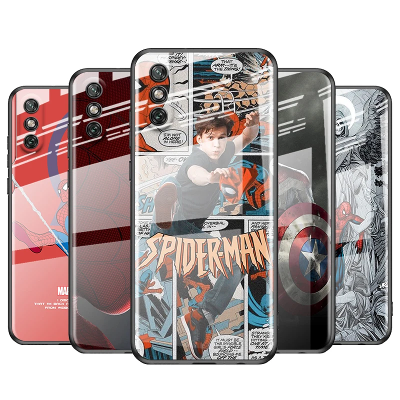 Чехол для телефона из закаленного стекла Мстители Человек-паук Huawei Y6 Y7 Y9 Y5P Y6P Y8S Y8P