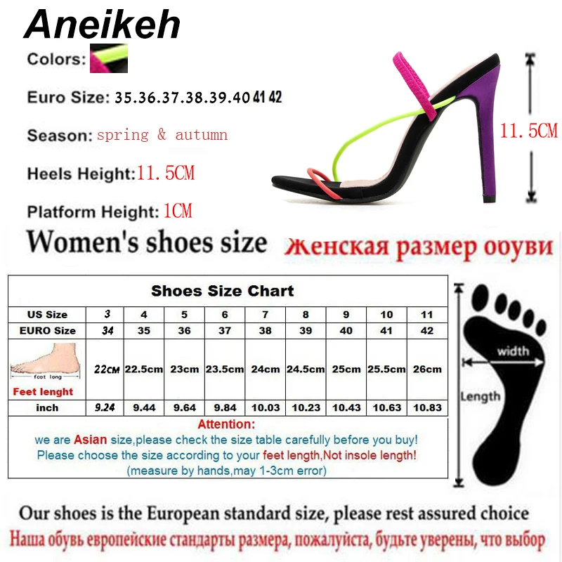 

Aneikeh 2021 Fashion New Flock Women Slippers Summer Thin High Heels Dress Slip On Causal Slides Women Mules Colorful Size 35-42