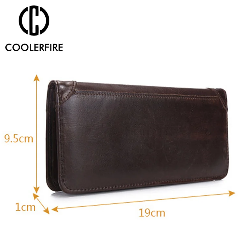 Длинный кошелек из натуральной коровьей кожи для мужчин повседневный клатч портмоне чековой книжки с