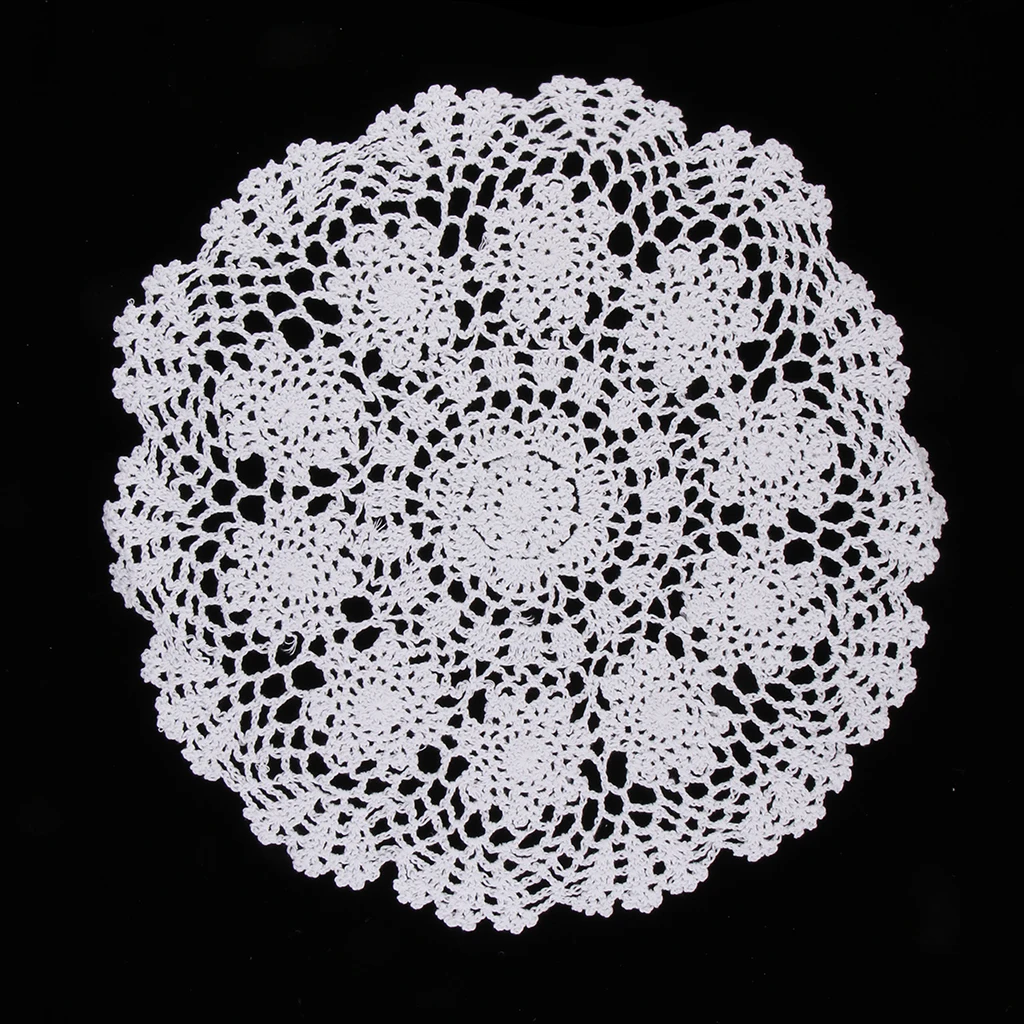

Lace Round Hand Crochet Table Cup Mat Doily Coaster Wedding Decor 40cm 50cm
