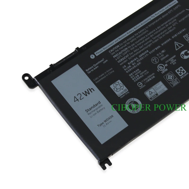 CP Аккумулятор для ноутбука WDX0R 42Wh T2JX4 3CRH3 WDXOR Latitude 3180 3189 3390 Vostro 14 5468 15 5568 Inspiron 13 5379 17