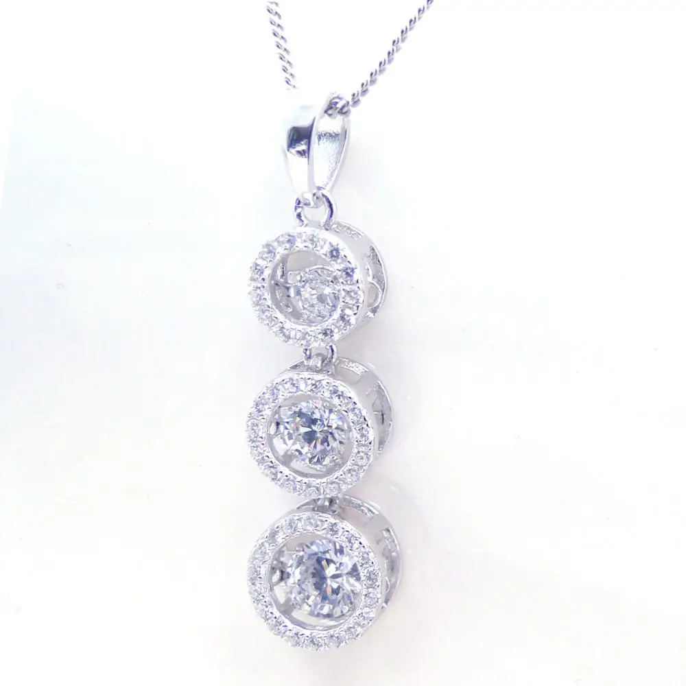 Hot Selling 925 Sterling Silver Moving Jewelry Dancing Diamond Drop Pendant Necklace For Gift | Украшения и аксессуары