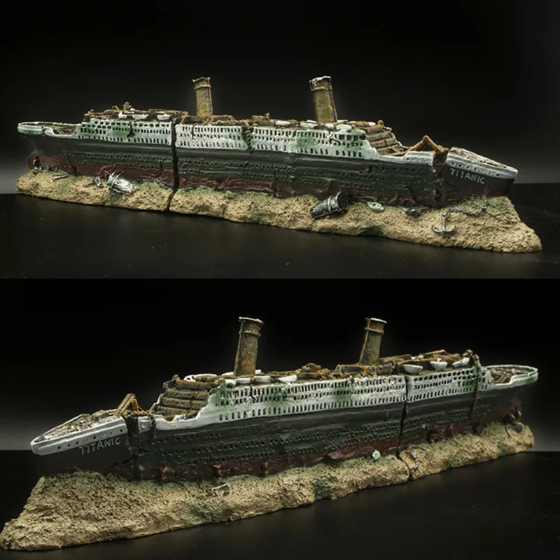 Аквариум Украшение аквариума озеленение моделирование смолы крушения военный