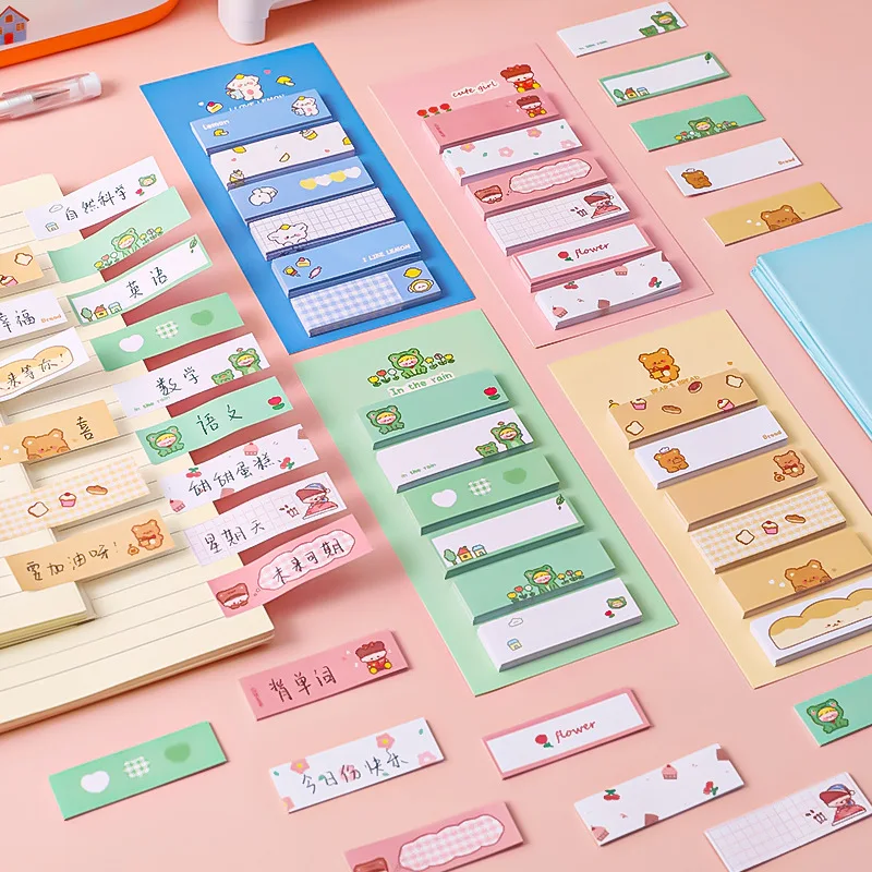 

TOPYU 120 Sheets/Pack Kawaii Convenience Sticker Student Mark Classification Index Sticker Office Message Memo Pad Stationery