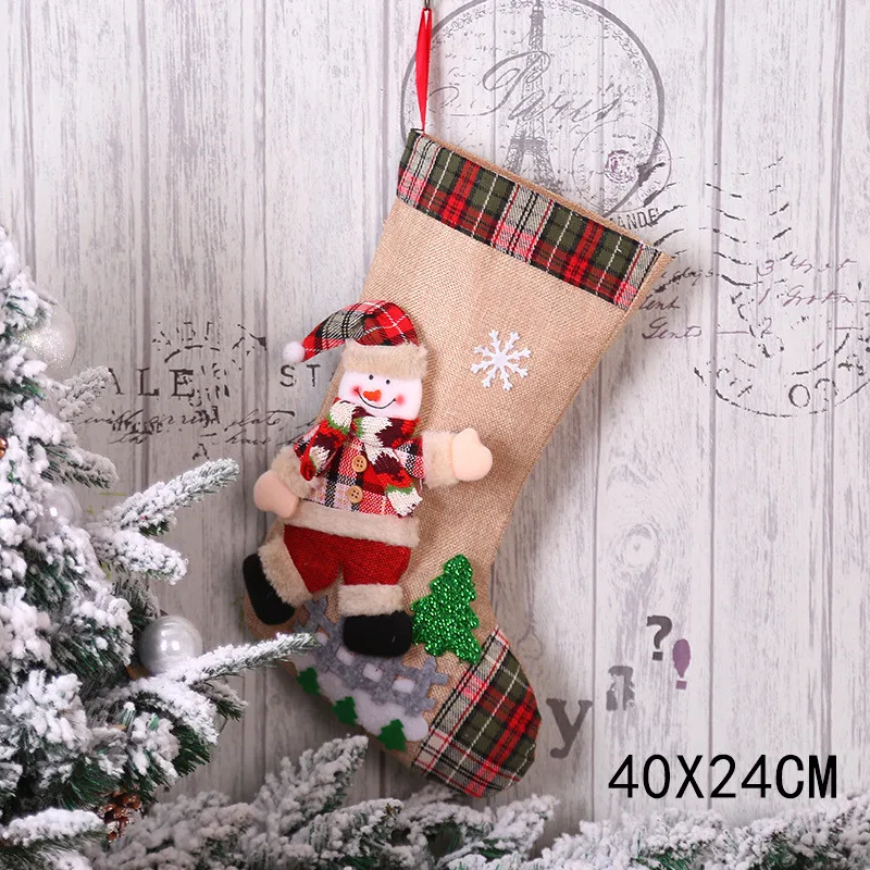 style 1-2-snowman Подарки на год, сумка, Рождественский чулок, рождественские украшения для дома, Navidad, носки, Natal Tree Decoration Noel, сделай сам, поставки - Цвет: style 1-2-snowman