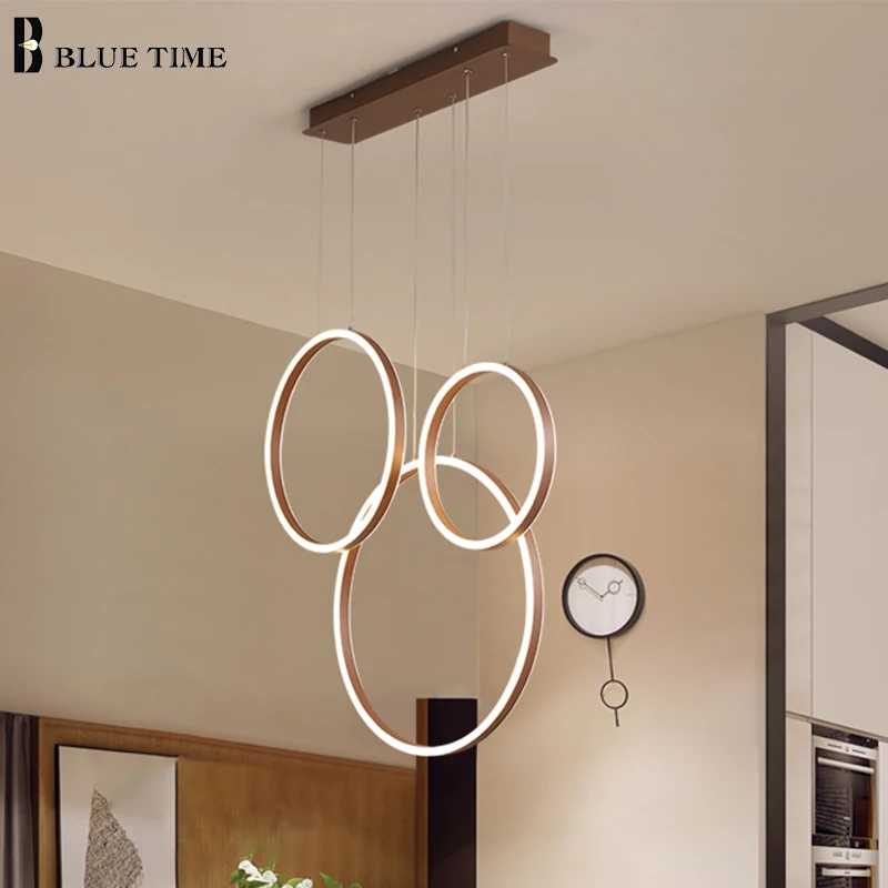 Современная светодиодная Люстра для гостиной столовой кухни кофейного круга