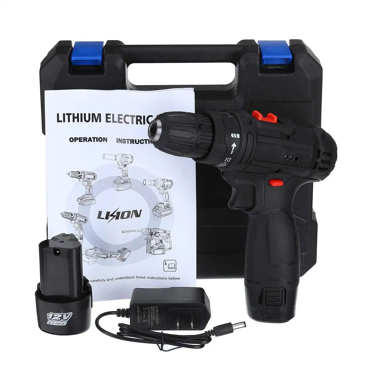 

NEW Cordless Electric Screwdriver 12V Rechargeable Cordless Drill Two Lithium Batteries 3 IN 1 Power Driver Set with Case
