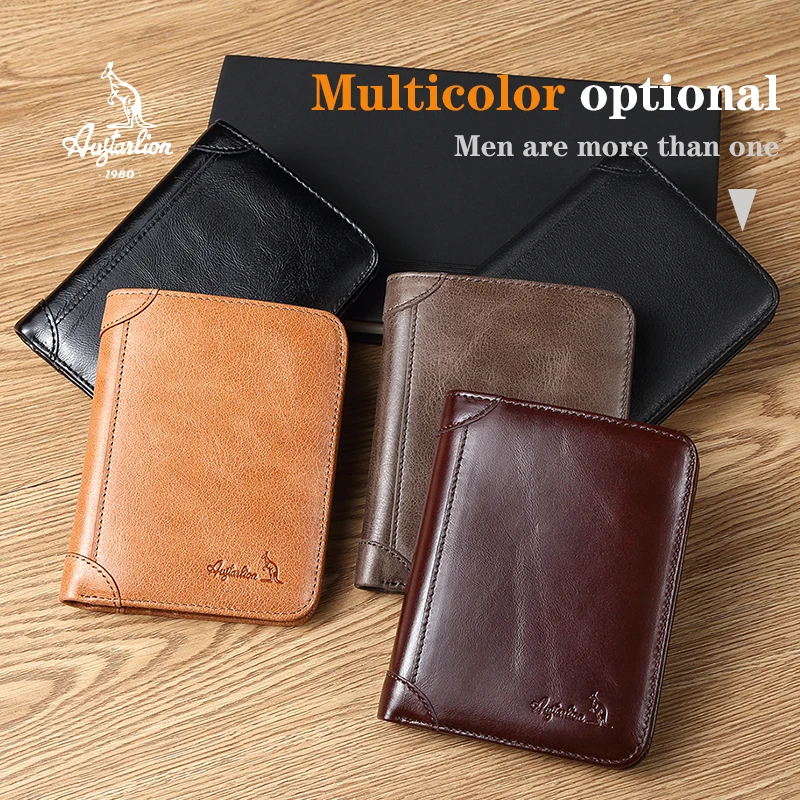 2020 маленький мужской кошелек масло воск натуральная кожа кошельки черные и