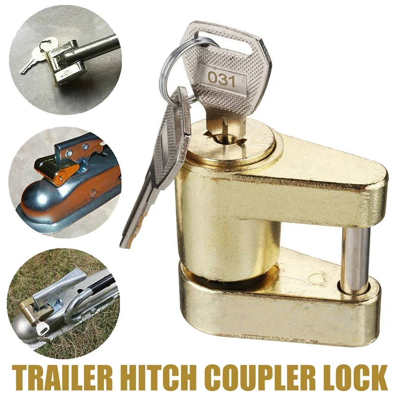 

Golden Yellow Trailer Hitch Coupler Lock, Dia 1/4 Inch, 3/4 Inch Span for Tow Boat RV Truck Cars Coupler
